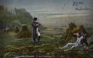 Napoleon ved Waterloo (fargelitografi) av French School