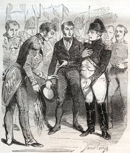 Napoleon confides in the British faith - Napoleon Bonaparte boarding the British ship Bellerophon that will take him to exile to St Helene (Saint Helene) on 14 July 1815 - Napoleon Bonaparte boarding the British ship Bellerophon that will take him to exile av French School