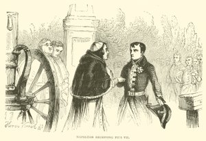 Napoleon mottar Pius VII (gravering) av French School