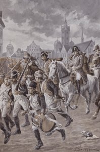 Napoleon med hæren sin (lito) av French School