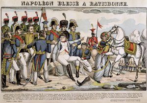 Napoleon såret i Regensburg - bilde av Epinal av French School