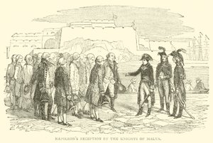 Napoleons mottakelse av ridderne av Malta (gravering) av French School