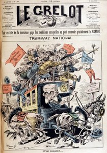 Nasjonal trikk: Frankrike forkastet mellom ideene til venstre og høyre, karikatur om Meline-regjeringen - i "" Le Grelot"" av 12.06.1898 av French School
