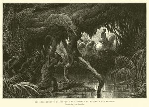 Indianere som skygger en britisk kolonne av French School