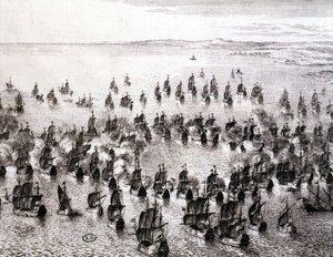 Sjøslag - gravering av French School