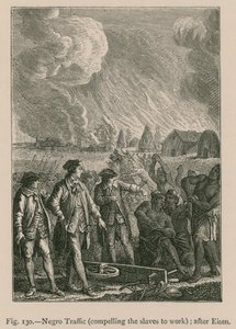 Negertrafikk (tvinger slavene til å arbeide); etter Eisen (gravering) av French School