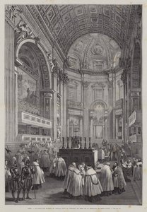 Nord transept av Peterskirken, Vatikanstaten, Roma, Italia (gravering) av French School
