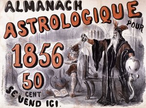 Nostradamus, astrolog som lyser opp fremtiden - i "Almanach Astrologique"" fra 1856 av French School