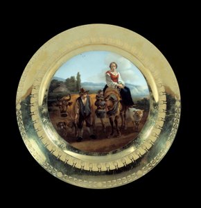 Objekter First Empire: plate av tjenesten til Prince Eugene: bergere i et landskap nær Siena. Realisert i produksjon kjent som hertugen av Angouleme (1781-1828), Malmaison, Musee Du Chateau av French School