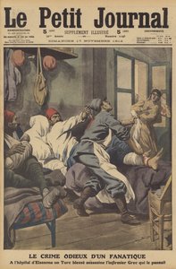 Avskyelig forbrytelse av en fanatiker (fargelitho) av French School