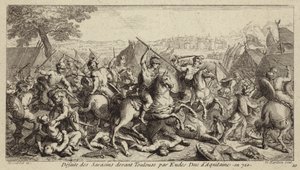 Odo, hertugen av Aquitaine, beseiret umayyadene i slaget ved Toulouse, 721 (gravering) av French School