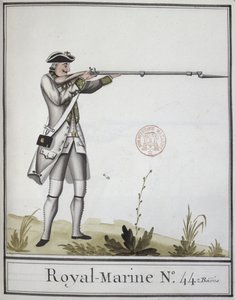 Offiser for Marine Royale med en bajonettmuskett, 1768 av French School