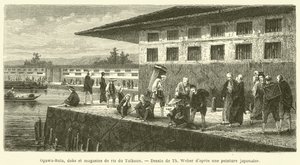 Ogawa-Bata, dokker og risbutikker i Taikoun (gravering) av French School