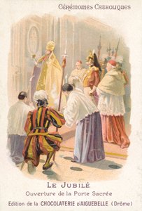 Åpning av den hellige dør av paven, Jubilee (chromolitho) av French School