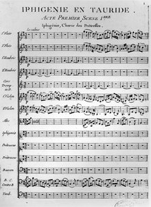 Åpningsside for partituret til Iphigénie en Tauride av Gluck (trykk) av French School