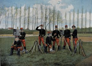 Optisk telegrafseanse - i "" Militæralbum"" - innenrikstjeneste: kavaleri av French School