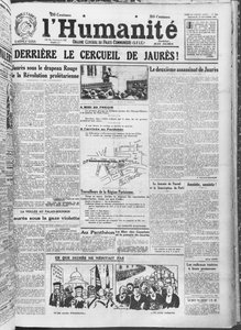 Organisering av overføringen av Jean Jaures til Pantheon, Paris, fra LHumanite, 23. november 1924 (trykt papir) av French School