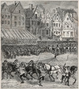Otto von Guericke Magdeburg hemisfæreeksperiment, som demonstrerte atmosfærisk trykk - Erfaring av Otto von Guericke (Otto de Guericke av French School