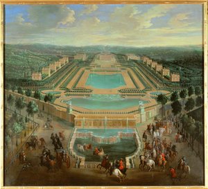 Helhetsbilde av Chateau de Marly, Grand Trianon, Versailles, Frankrike (bilde) av French School