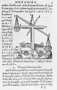 Side fra Mhxanika, reproduksjon av gresk manuskript av Aristoteles (384-322 f.Kr.), utgitt i Paris av French School