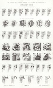 Side fra typografiske vignetter (gravering) av French School