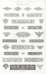 Side fra typografiske vignetter (gravering) av French School