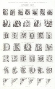 Side fra typografiske vignetter (gravering) av French School
