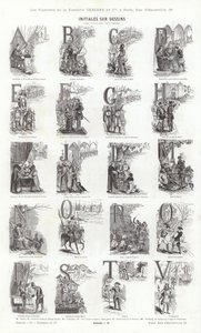 Side fra typografiske vignetter (gravering) av French School
