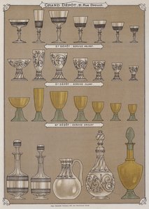 Side fra katalogen til Grand Depot de Porcelaines, Faiences et Verreries (farge litho) av French School