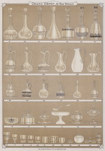 Side fra katalogen til Grand Depot de Porcelaines, Faiences et Verreries (farge litho) av French School