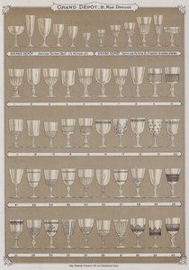 Side fra katalogen til Grand Depot de Porcelaines, Faiences et Verreries (farge litho) av French School