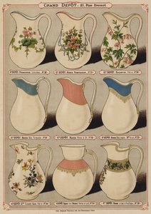 Side fra katalogen til Grand Depot de Porcelaines, Faiences et Verreries (farge litho) av French School
