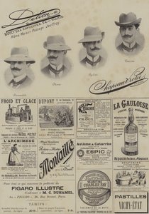 Side med annonser fra Le Figaro Illustre, desember 1897 (bilder) av French School