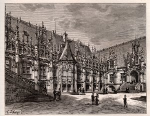 Palais de justice de Rouen tidligere parlament i Normandie - gravering i "Frankrike illustree: geografi, historie, statistisk administrasjon" av V.A. Malt-brun. 1884 av French School