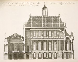 Palais du Louvre: Det kongelige kapell, seksjon, ca. 1720-tallet av French School