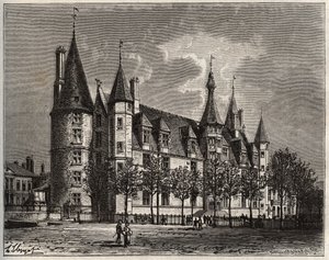 Palais ducal de Nevers - Chateau du 15. - 16. århundre - gravering i "La France illustree: geografi, historie, statistisk administrasjon" av V.-A. Malt-brun. 1884 av French School