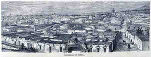 Panorama av Puebla, Central Mexico, fra The Ancient Cities of the New World, av Claude-Joseph-Desire Charnay, pub. 1887 av French School