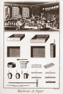 Papirmarmorering - "" The Great Encyclopedia, eller Dictionnaire Raisonne des Sciences, des Arts et des Metiers" (Encyclopedia or Dictionary of the Sciences, Arts and Professions) av Denis Diderot (1713-1784) og Jean d