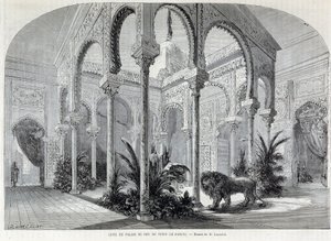 Parc de Montsouris: interiøret i Palais du Bey i Tunis på verdensutstillingen i 1867. av French School