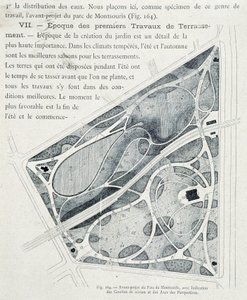 Parc du Montsouris: plan av hagen på forhånd av French School