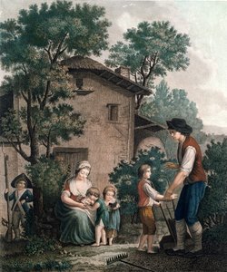 Foreldre er de virkelige lærerne, sent på 1700-tallet (fargegravering) av French School