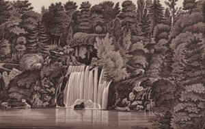 Paris: Bois de Boulogne-fossen (litho) av French School