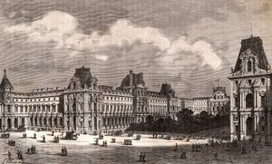 Paris Le Louvre - gravering i "La France illustree: geografi, historie, administrasjonsstatistik" av V.A. Malt-brun. 1884 av French School