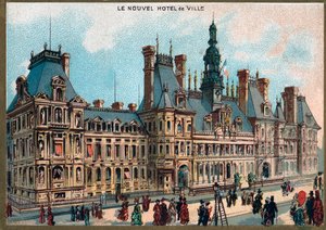 Paris. Verdensutstilling fra 1889: Rådhuset i Paris. av French School