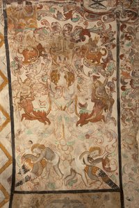 Sognekirke (Vår Frue av Solers kirke). Interiør. Skipene. Veggmalerier. Detalj. Det 16. århundre (?). av French School
