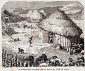 Parisiske nybyggere kunne ha et hus, en familie, en pecule (galliske innbyggere i Lutece) - i "Paris a travers les centuries"" av French School