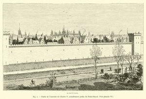 En del av innhegningen til Charles V, for tiden hagen til Palais-Royal, Se tavle VI av French School