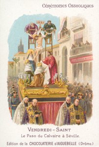 Paso of Golgata, langfredag, Sevilla (chromolitho) av French School