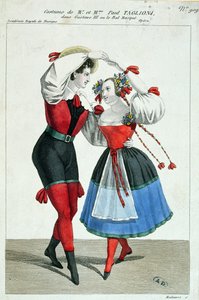 Paul Taglioni (1808-84) og hans kone Anna Galster danser i Gustave III, ca. 1830 av French School