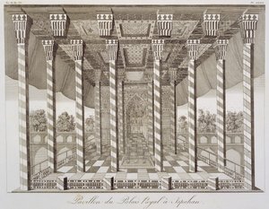 Paviljong ved Det kongelige palass i Isfahan, fra Voyages du Chevalier Chardin en Perse, et autres Lieux d